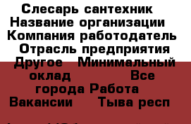 Слесарь-сантехник › Название организации ­ Компания-работодатель › Отрасль предприятия ­ Другое › Минимальный оклад ­ 24 000 - Все города Работа » Вакансии   . Тыва респ.